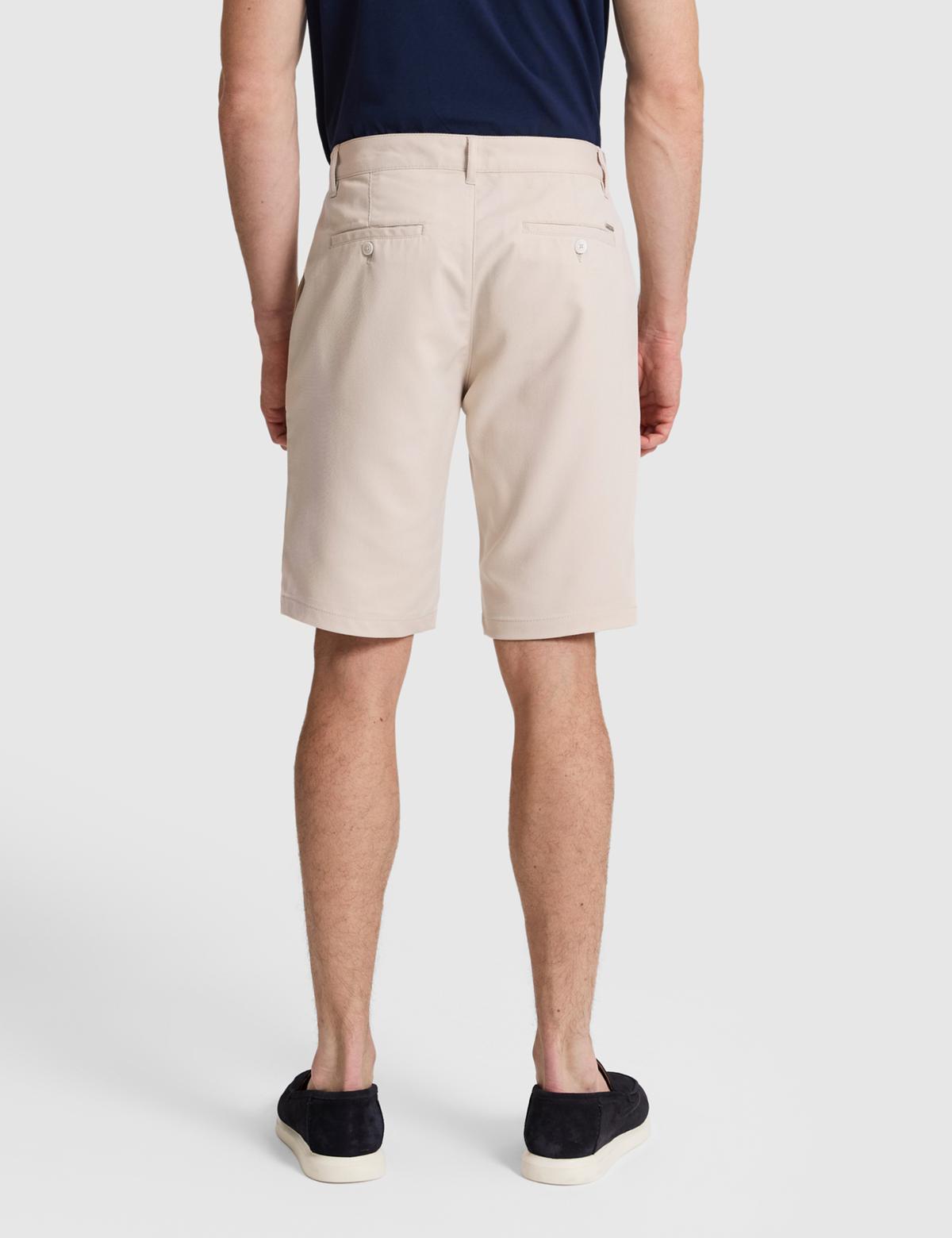 Bej Slim Fit Dokuma Şort - 50321831037