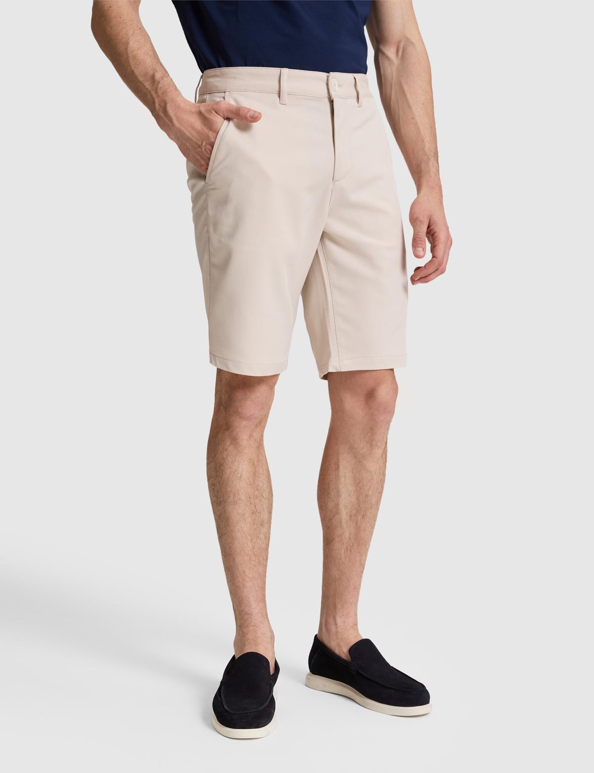 Bej Slim Fit Dokuma Şort - 50321831037