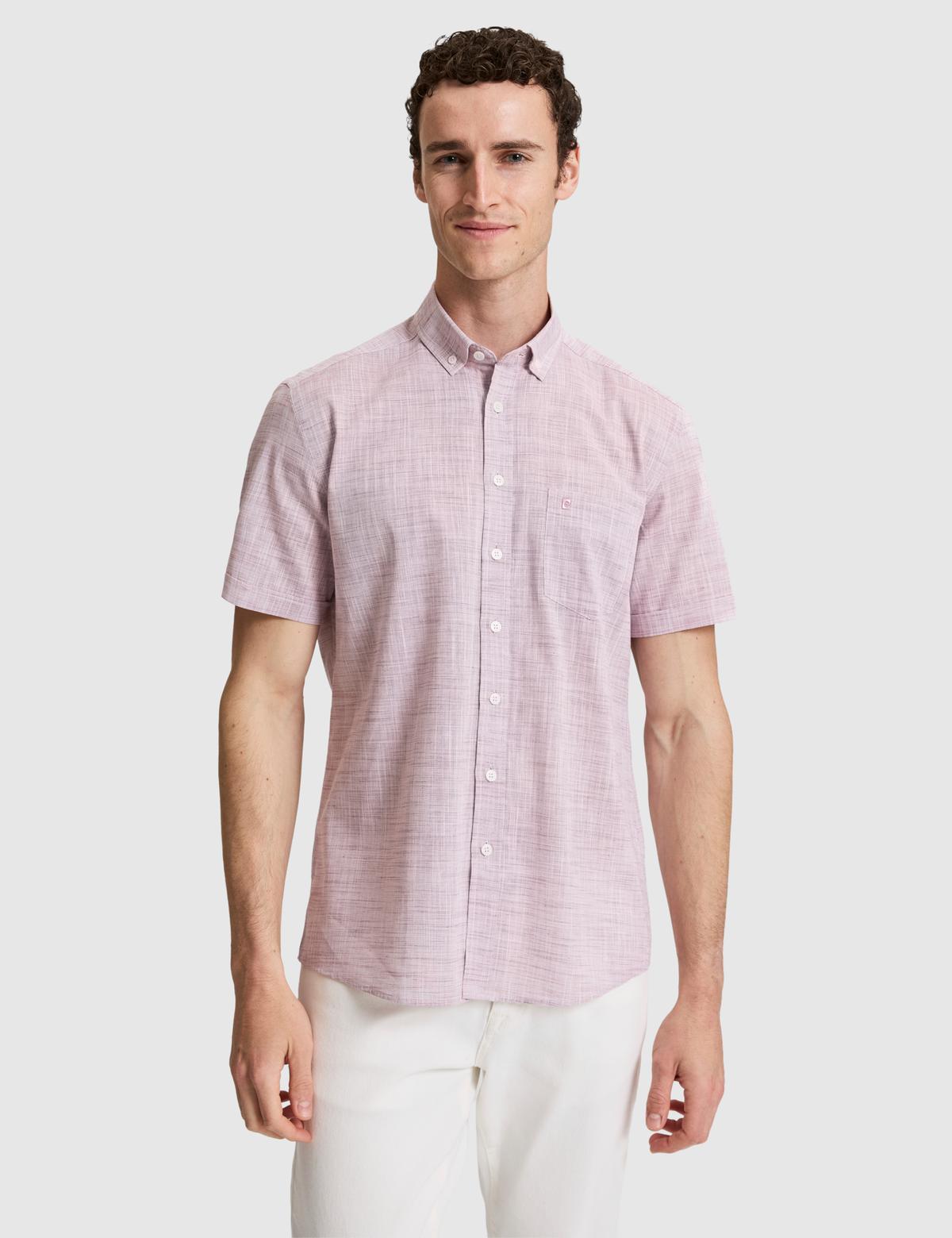Bordo %100 Pamuk Regular Fit Yazlık Gömlek