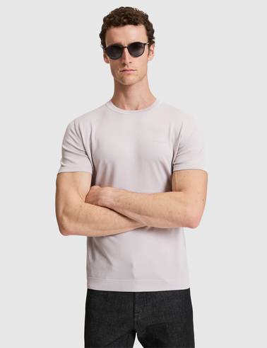 Açık Gri Slim Fit Bisiklet Yaka Triko Tişört