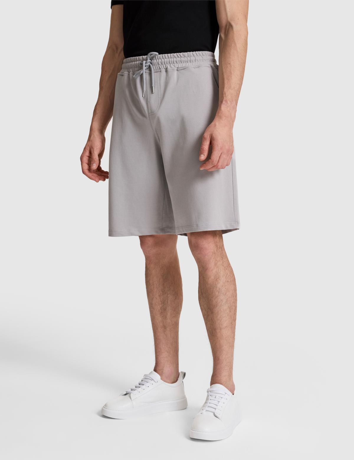 Gri Comfort Fit Örme Şort - 50327867010
