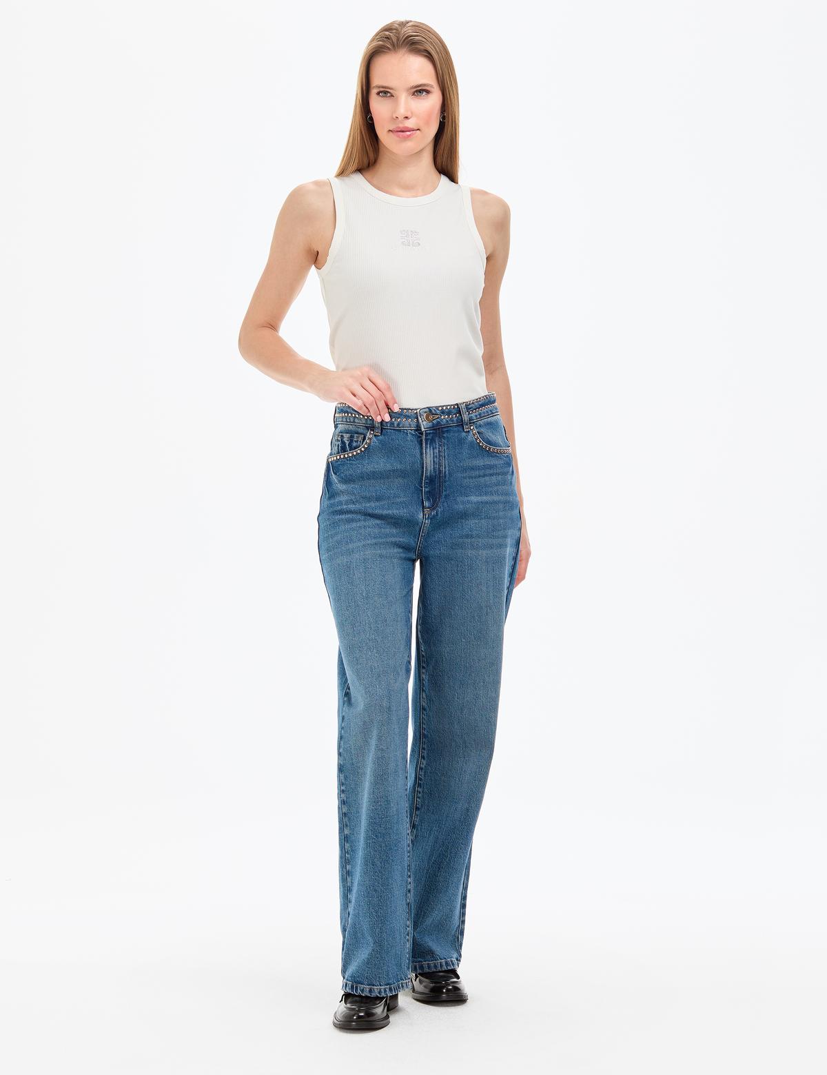 Beyaz Slim Fit Örme Bluz - 50319825005