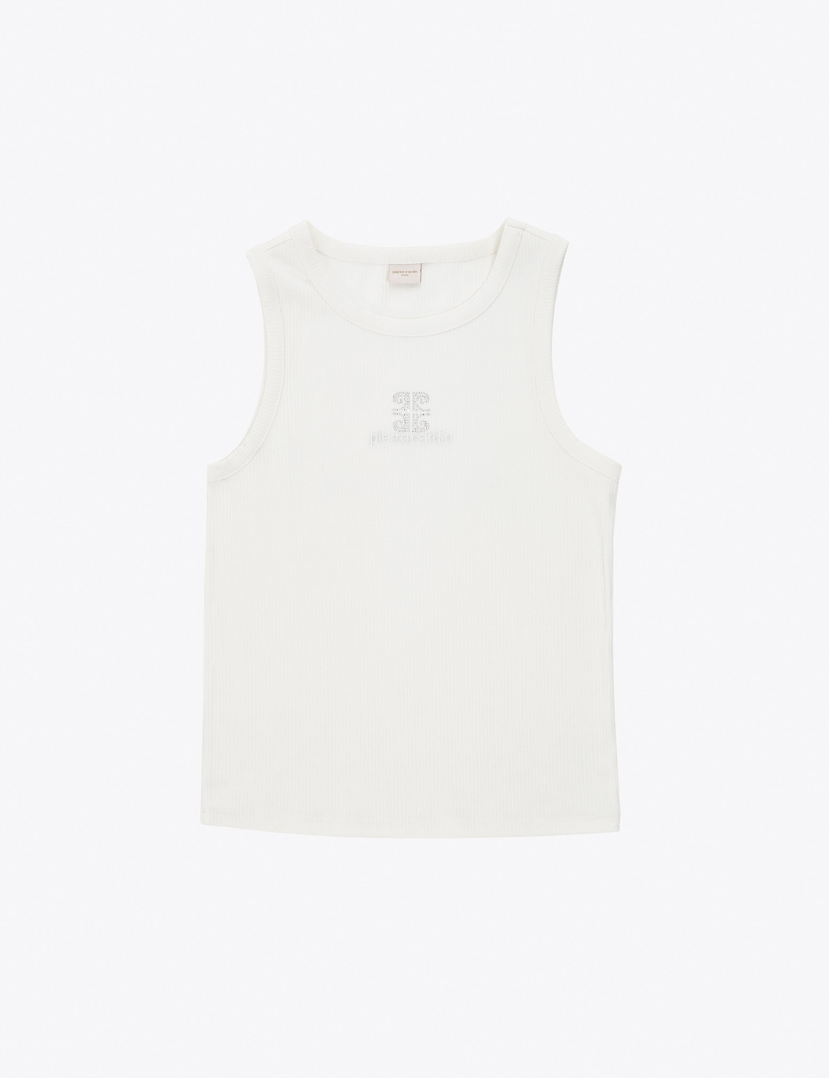 Beyaz Slim Fit Örme Bluz