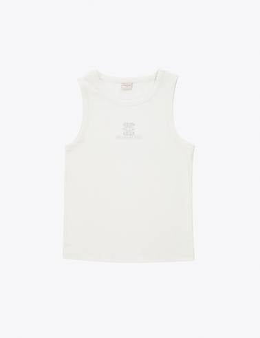 Beyaz Slim Fit Örme Bluz