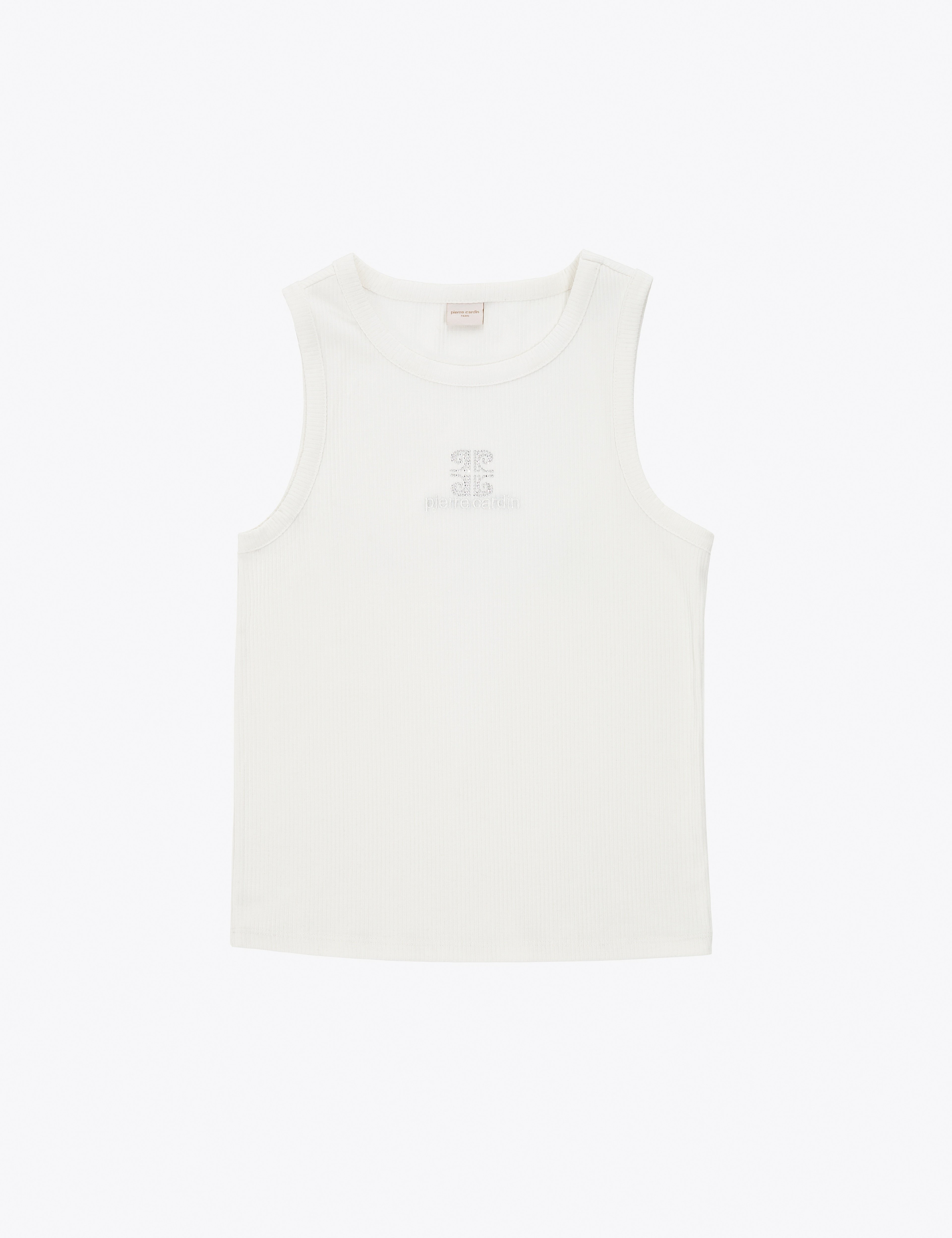 Beyaz Slim Fit Örme Bluz - Image 6