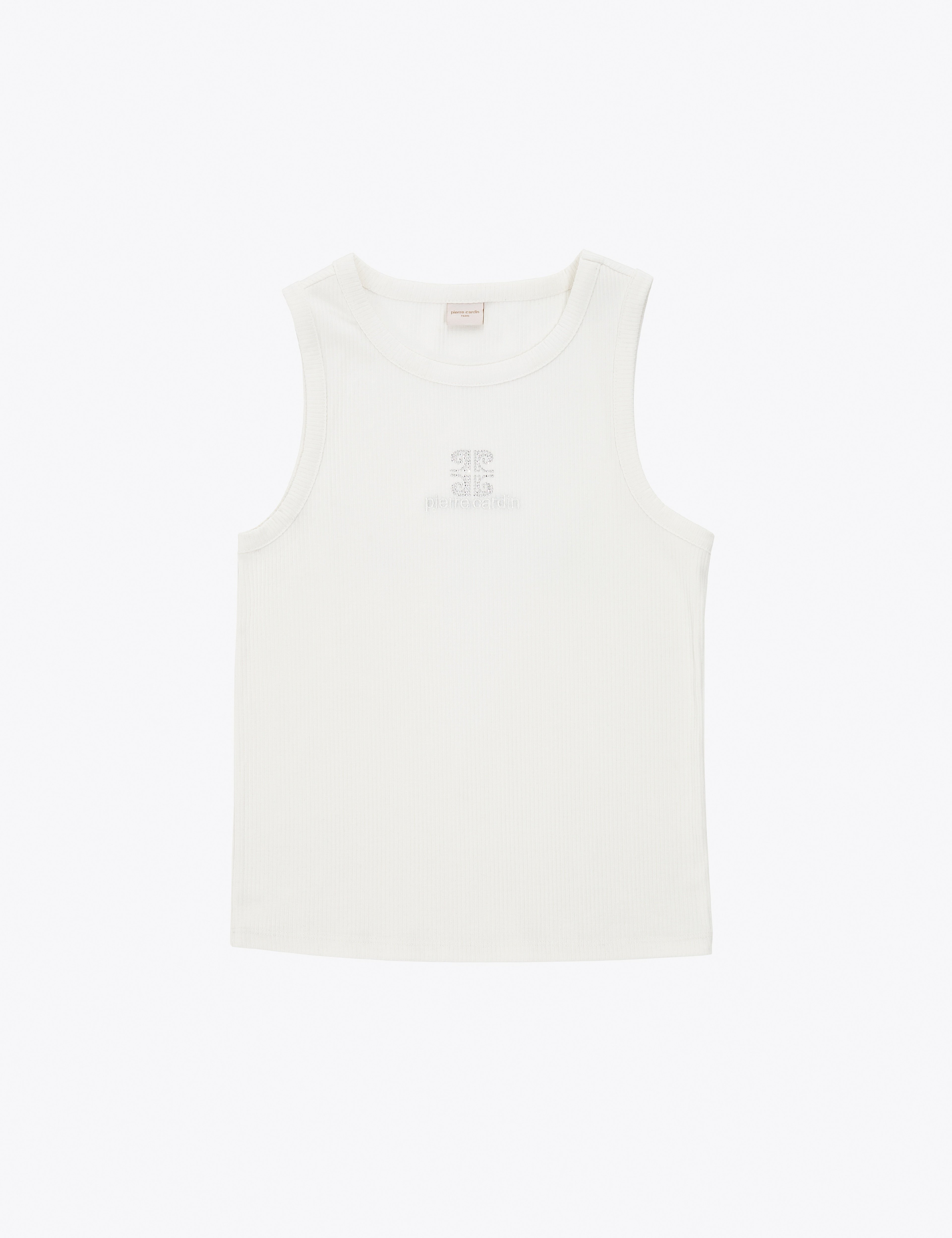 Beyaz Slim Fit Örme Bluz