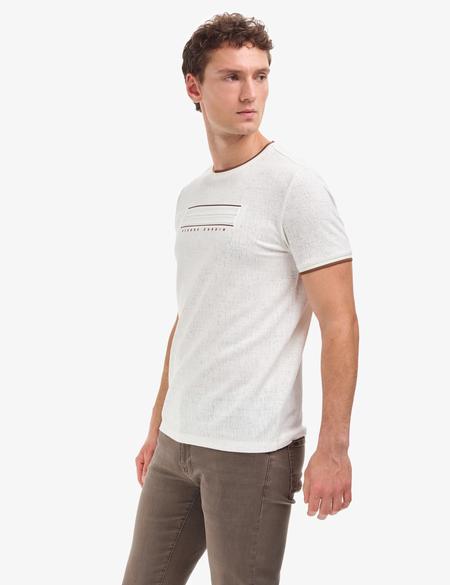 Ekru Slim Fit Tişört - 50321064016