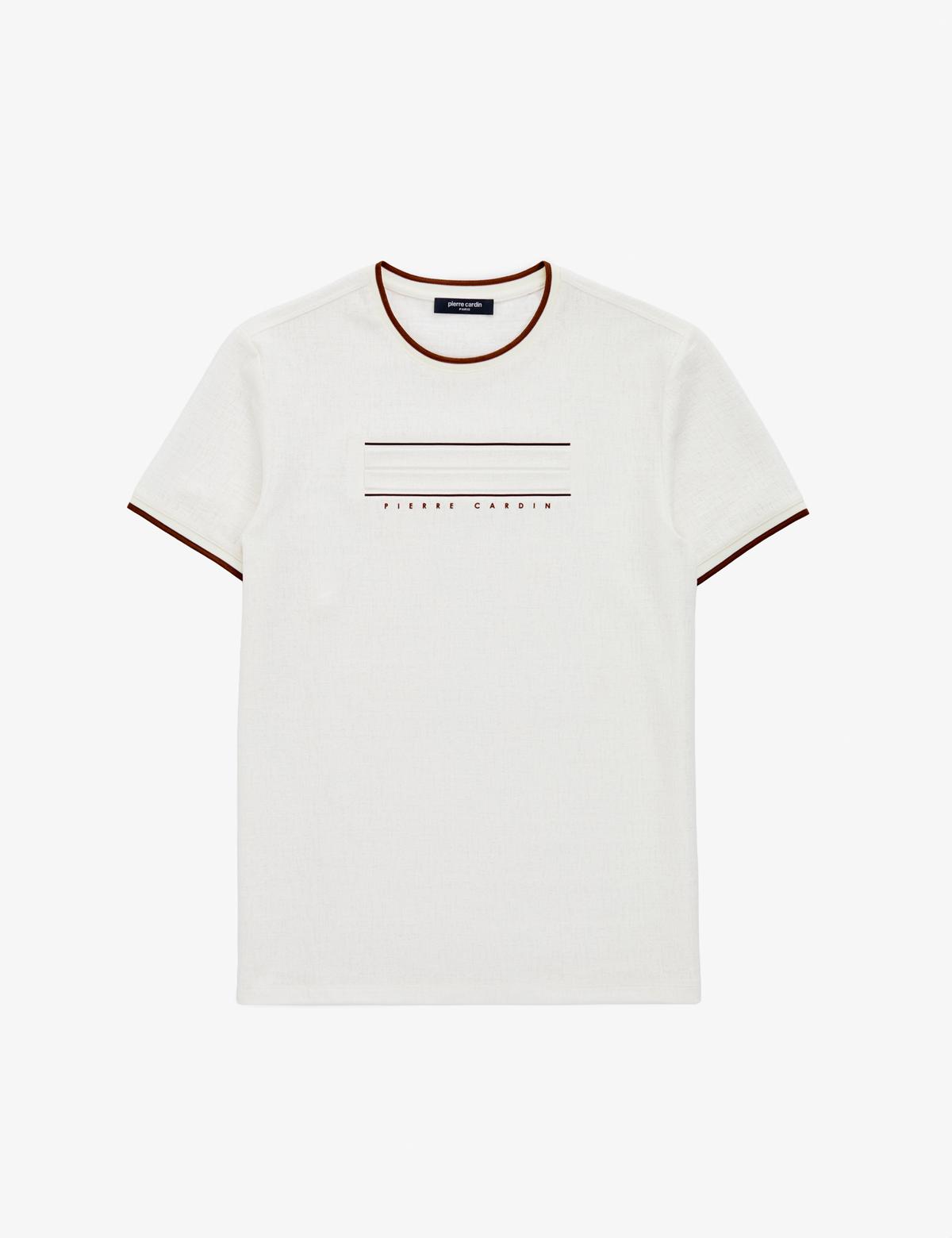 Ekru Slim Fit Tişört - 50321064016