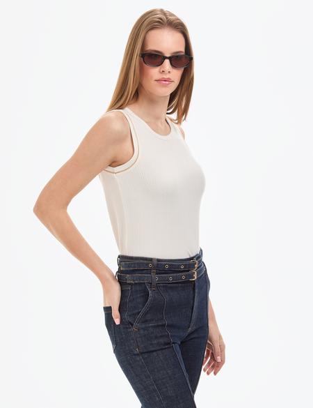 Ekru Slim Fit Örme Bluz - 50324123004