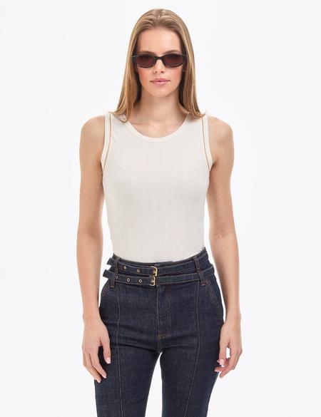 Ekru Slim Fit Örme Bluz - 50324123004