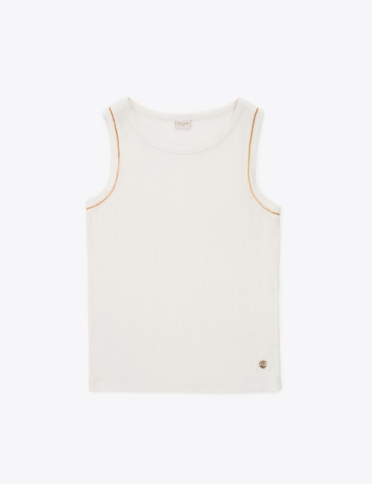 Ekru Slim Fit Örme Bluz - 50324123004