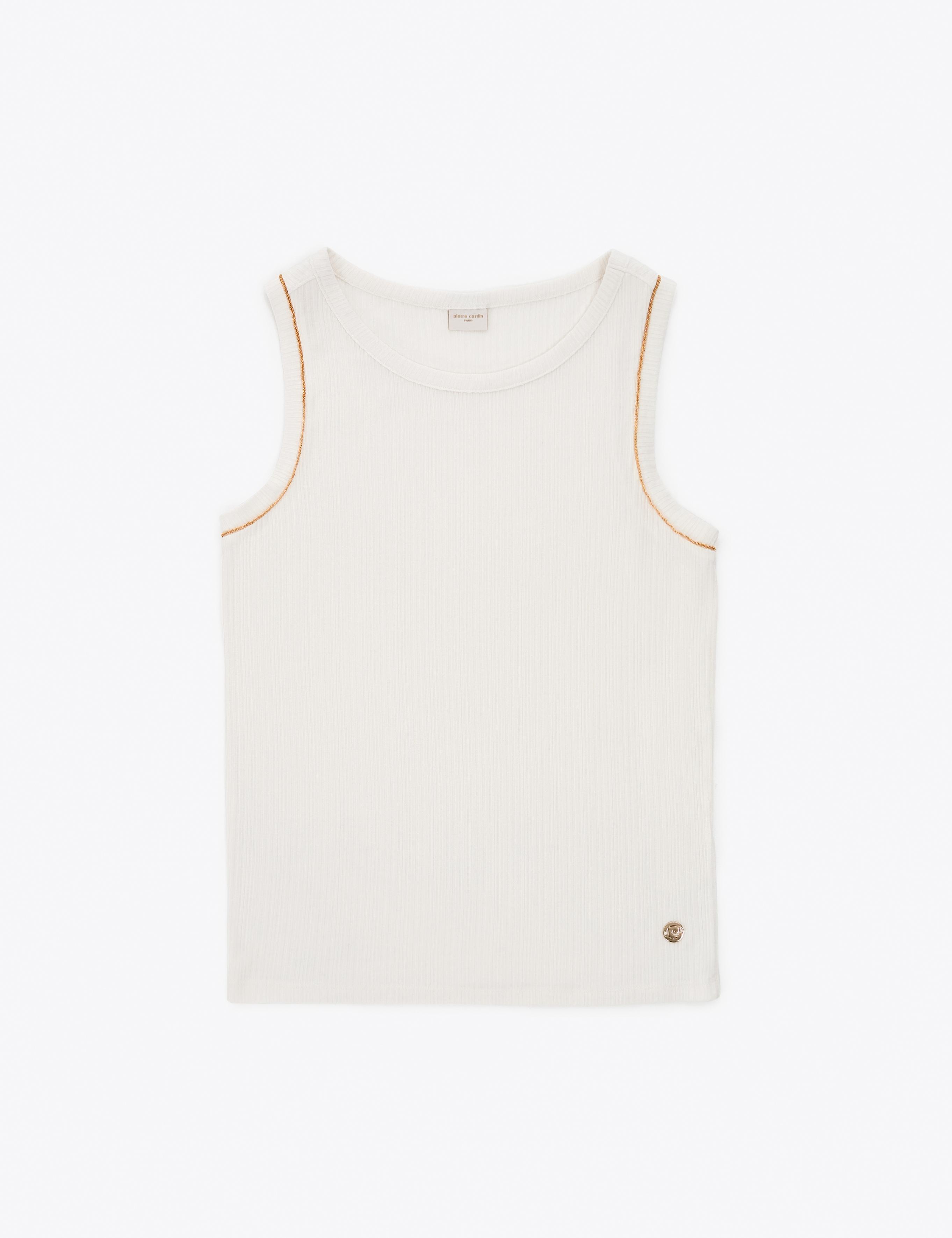 Ekru Slim Fit Örme Bluz