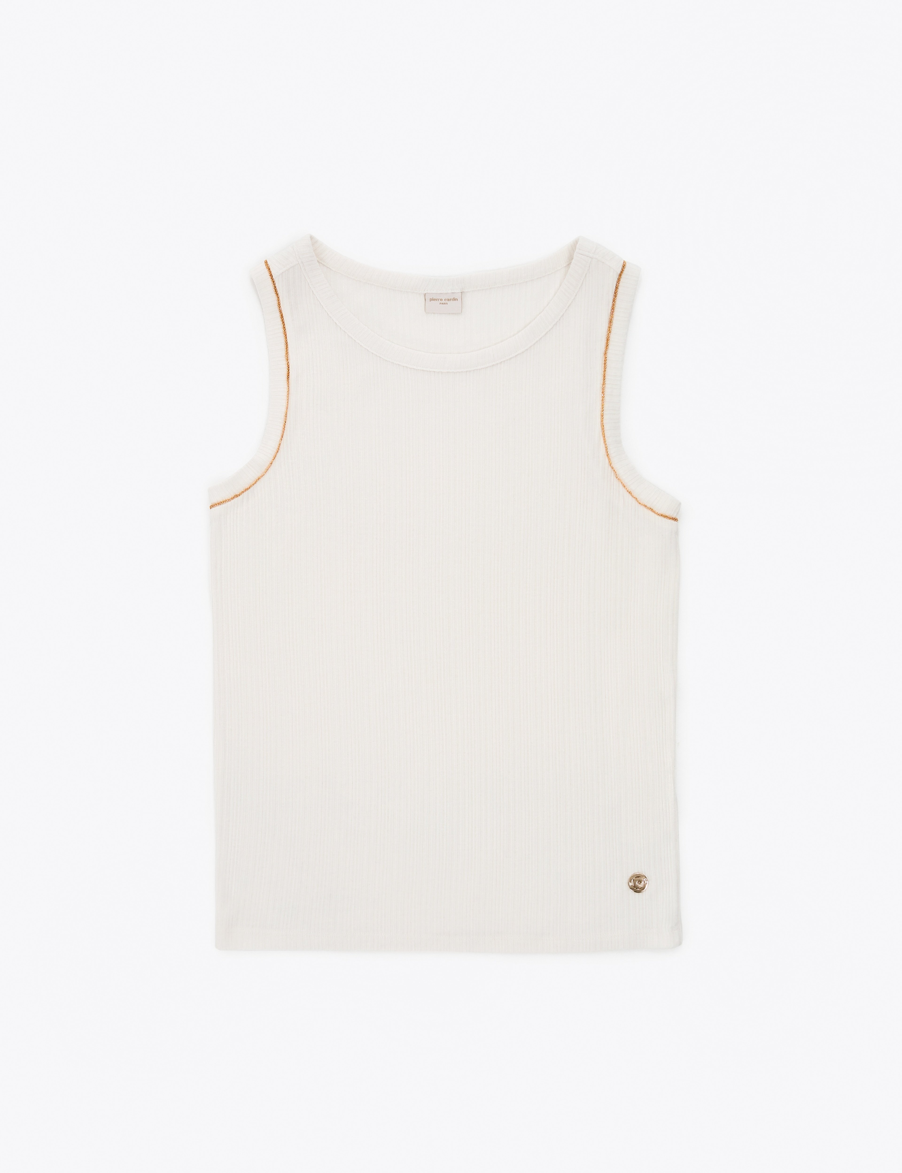 Ekru Slim Fit Örme Bluz - Image 6