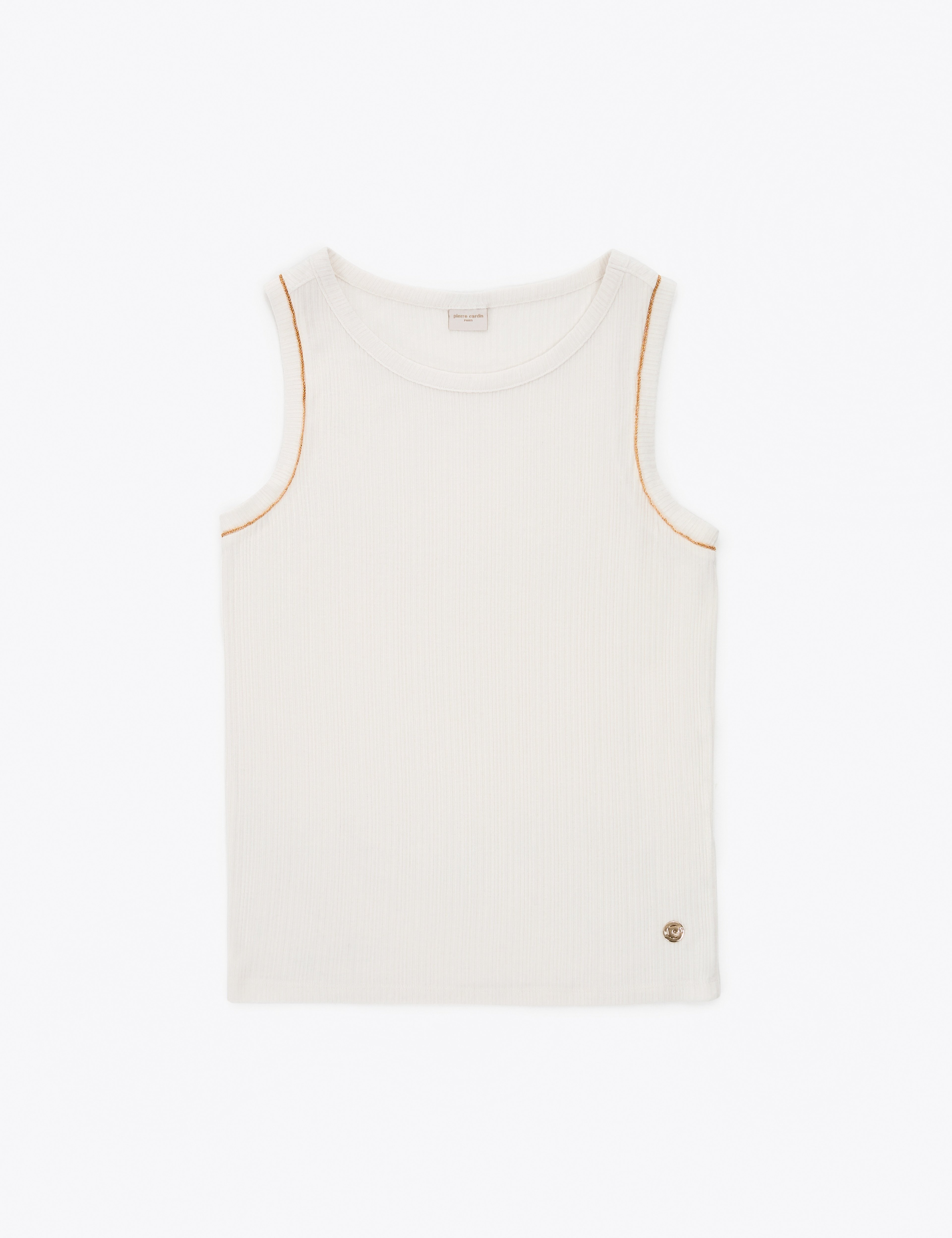 Ekru Slim Fit Örme Bluz