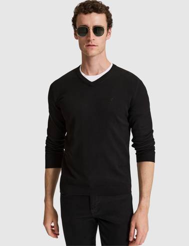 Siyah Slim Fit Basic Kazak