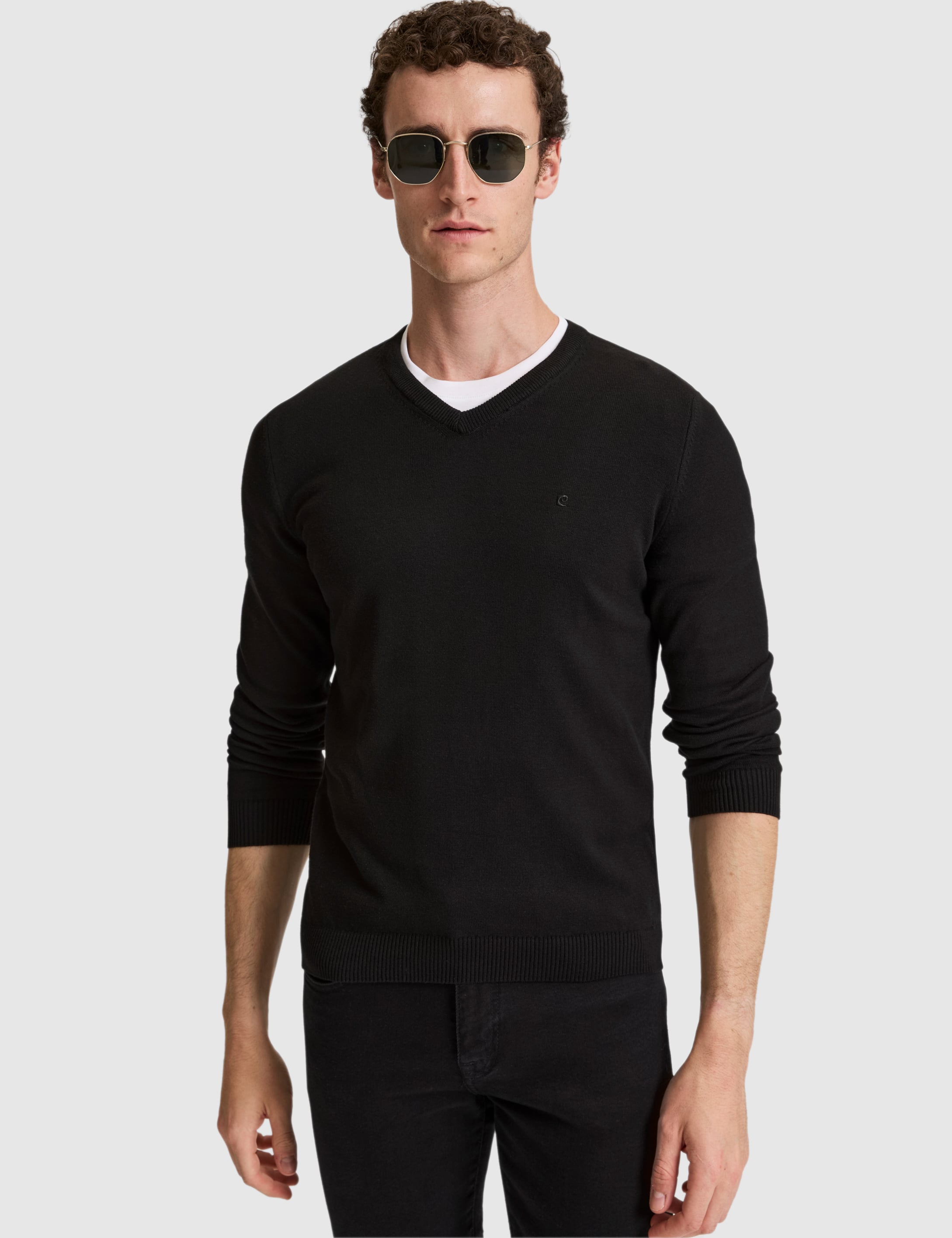 Siyah Slim Fit Basic Kazak
