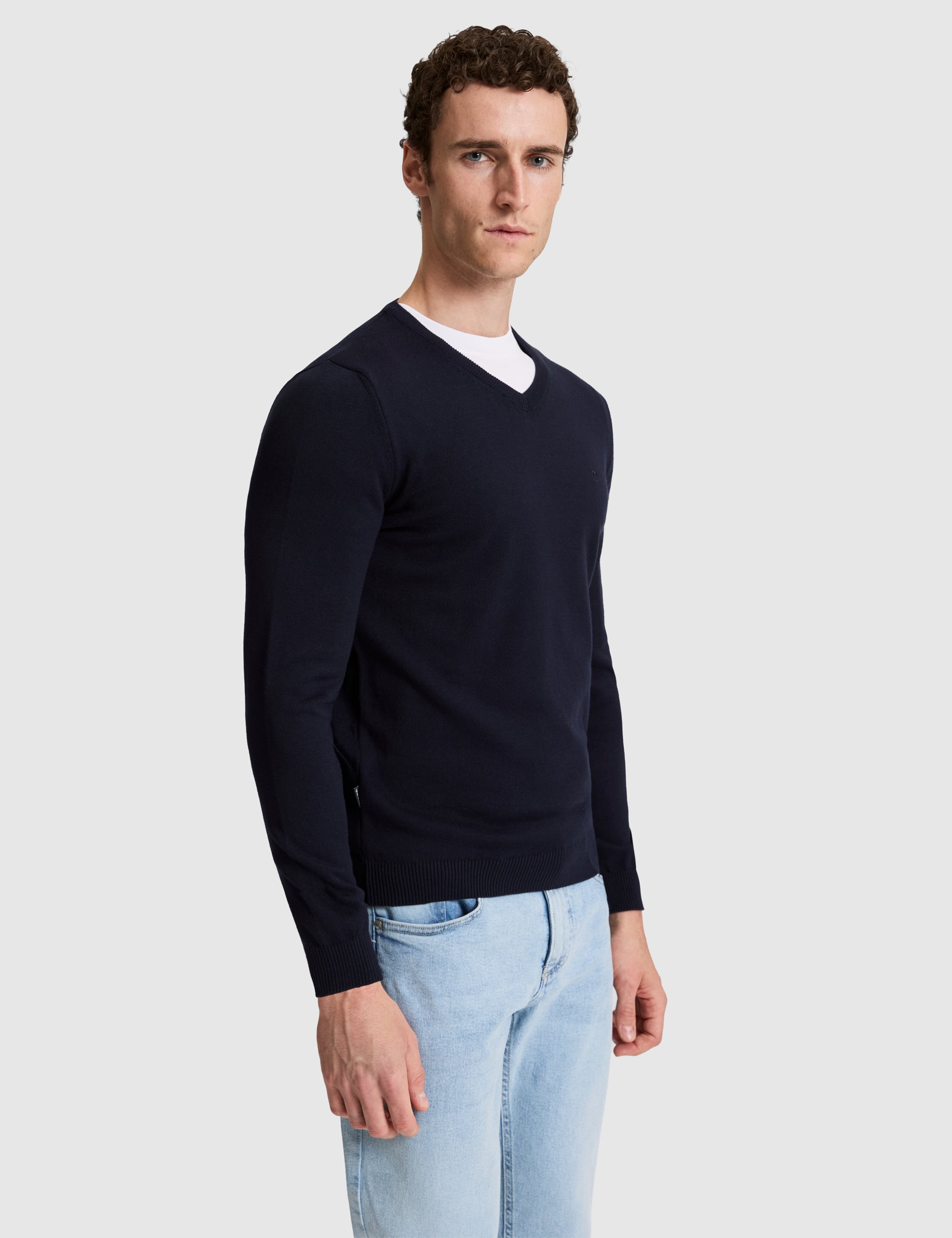 Lacivert Slim Fit Basic Kazak