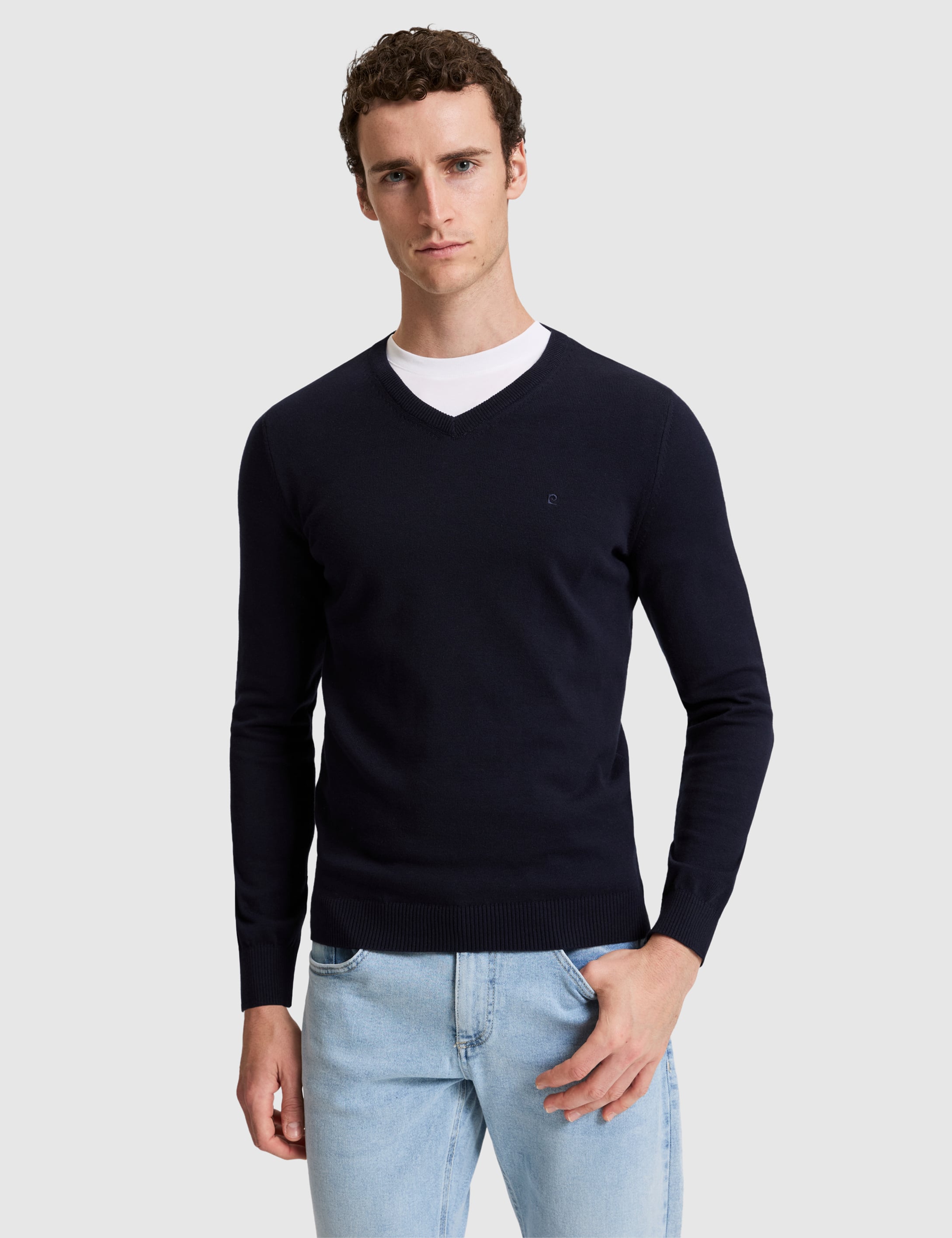 Lacivert Slim Fit Basic Kazak - Image 1