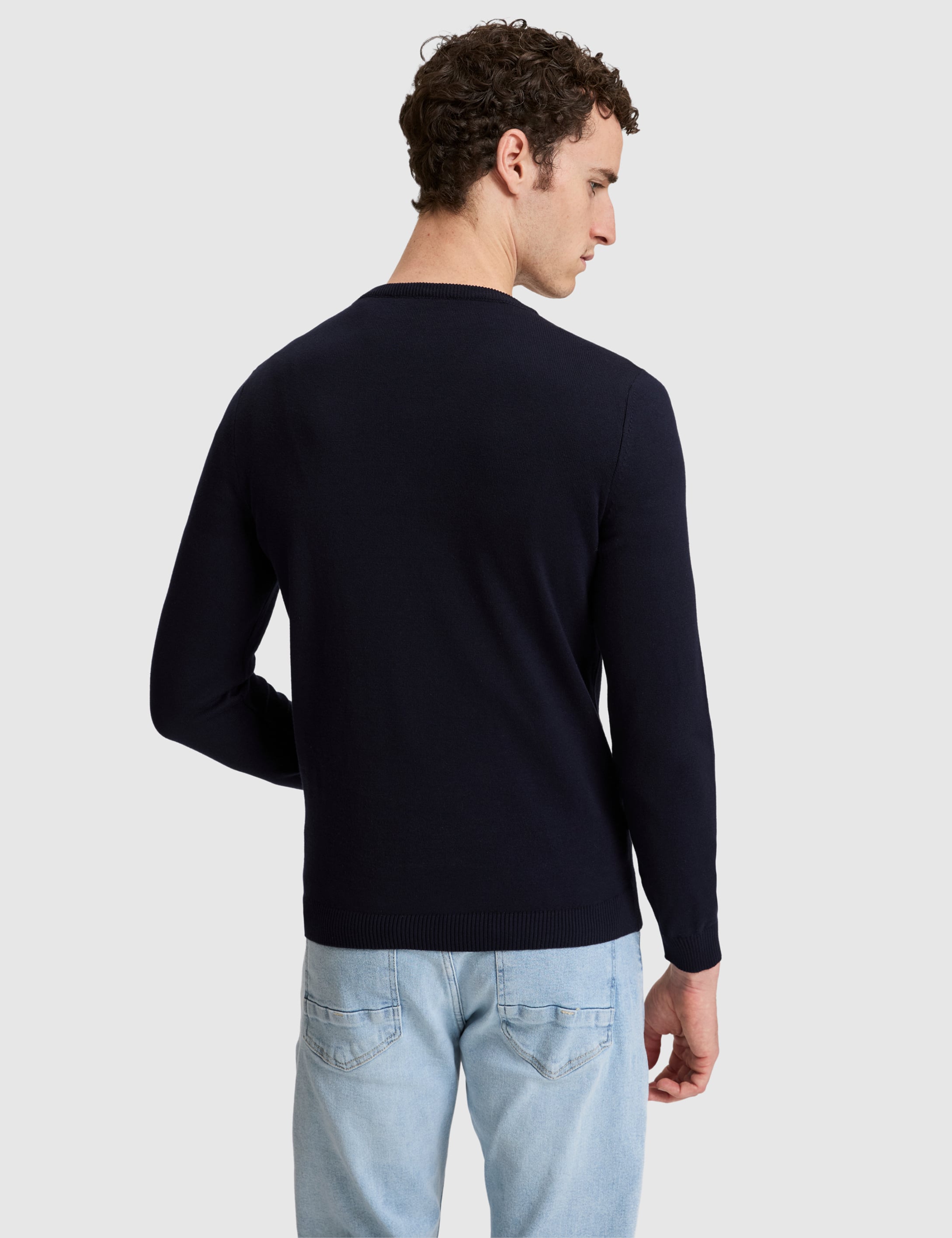 Lacivert Slim Fit Basic Kazak - Image 5