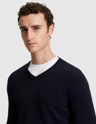 Lacivert Slim Fit Basic Kazak
