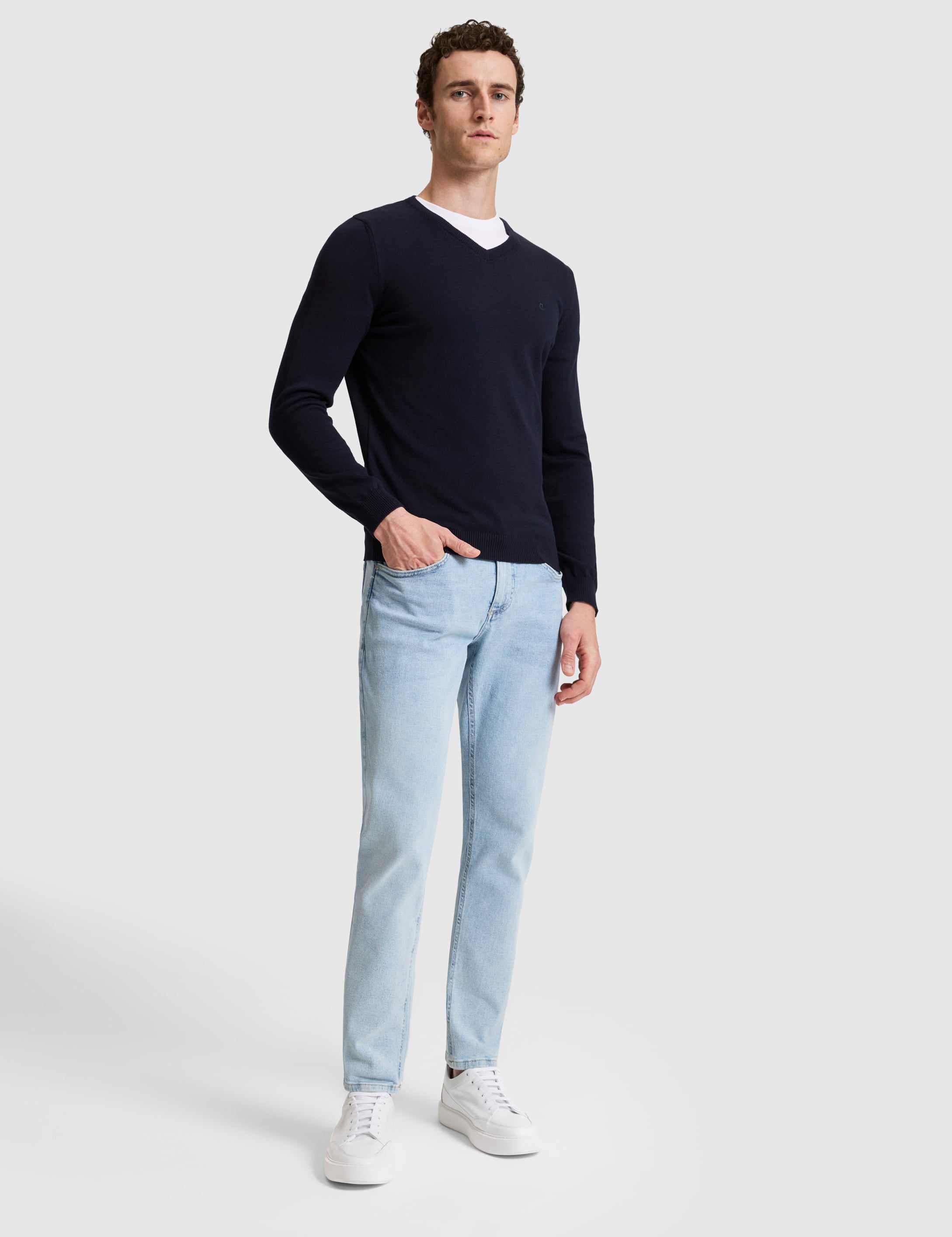 Lacivert Slim Fit Basic Kazak - Image 4