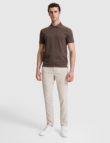 Bej Slim Fit Beli Latikli Kanvas Pantolon
