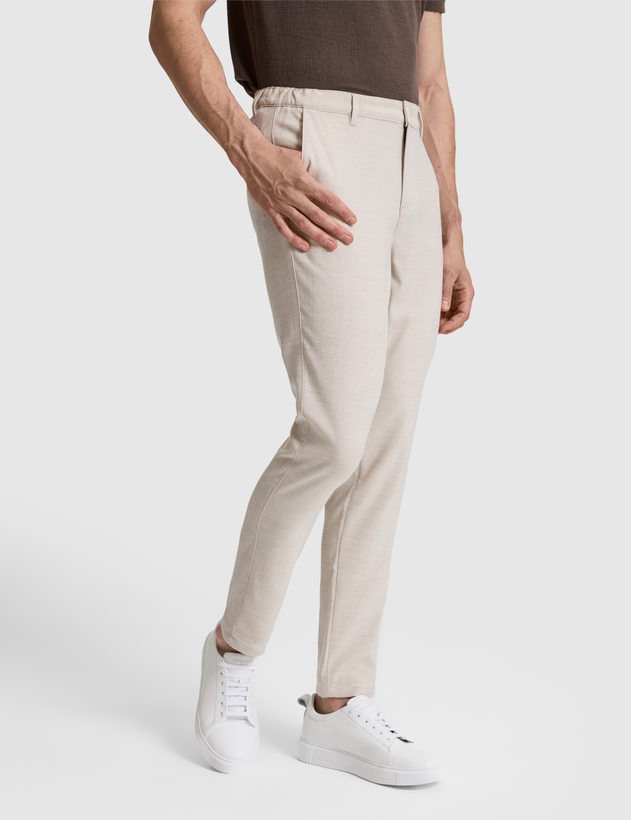 Bej Slim Fit Kanvas Pantolon