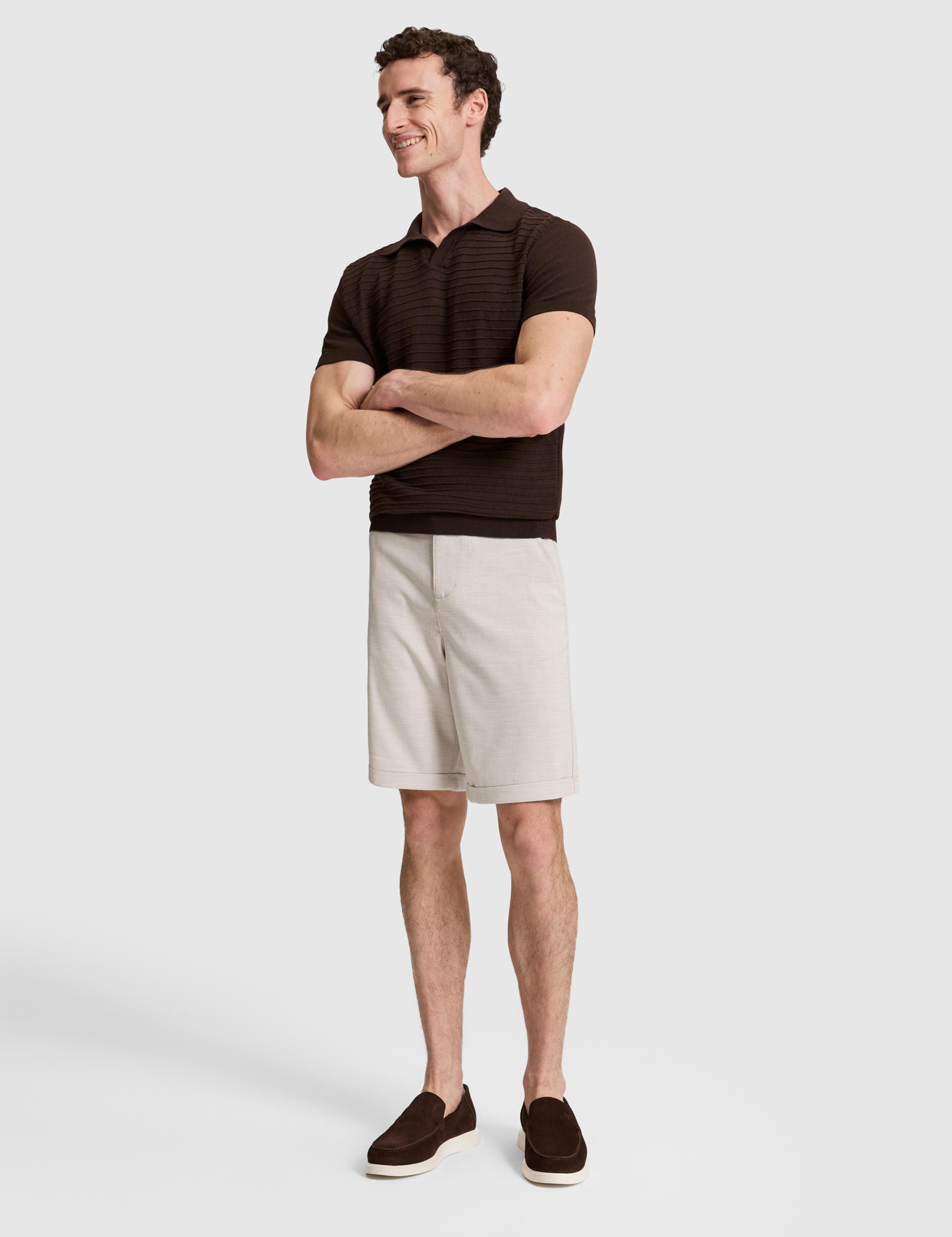 Bej Slim Fit Dokuma Şort