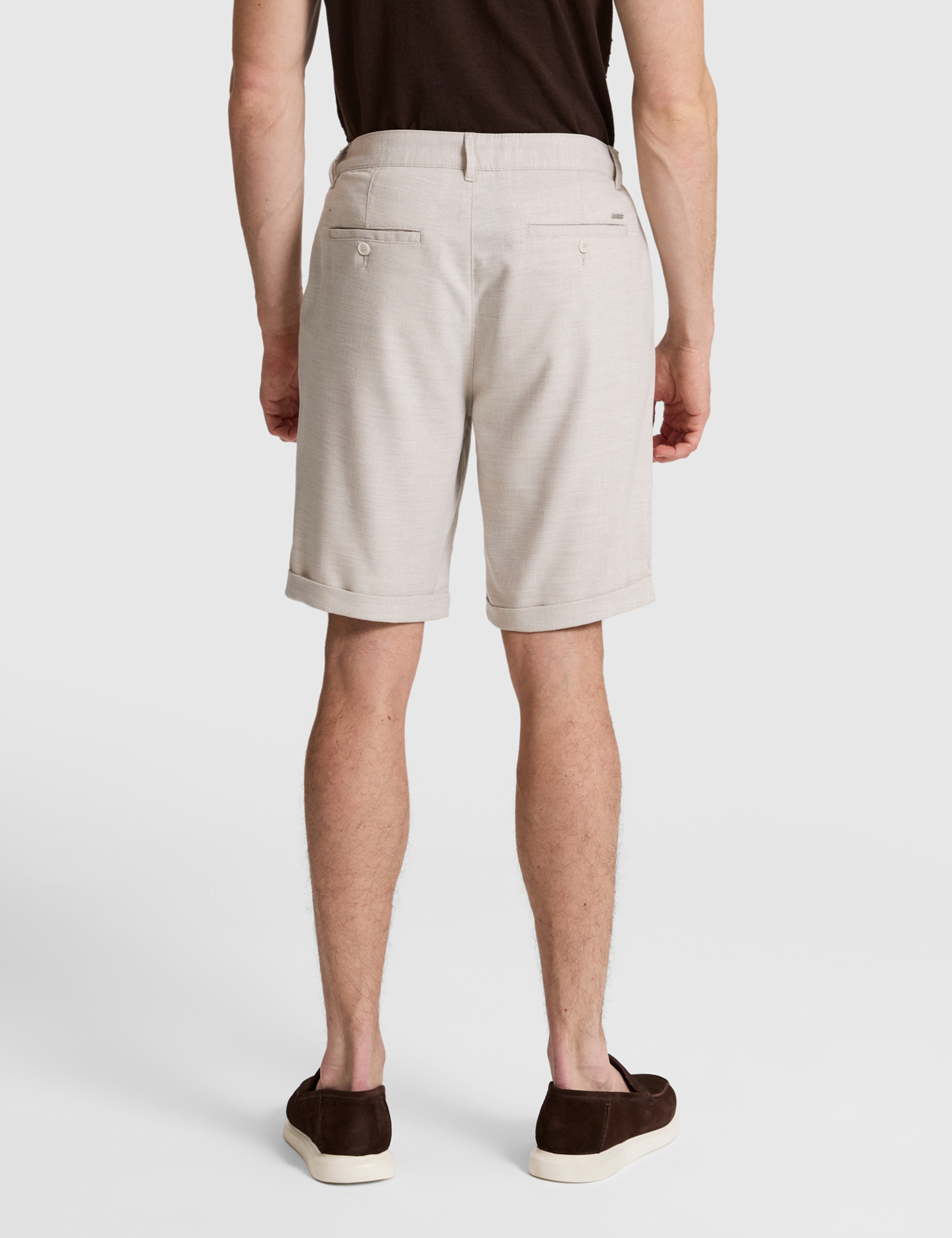 Bej Slim Fit Dokuma Şort - Image 4
