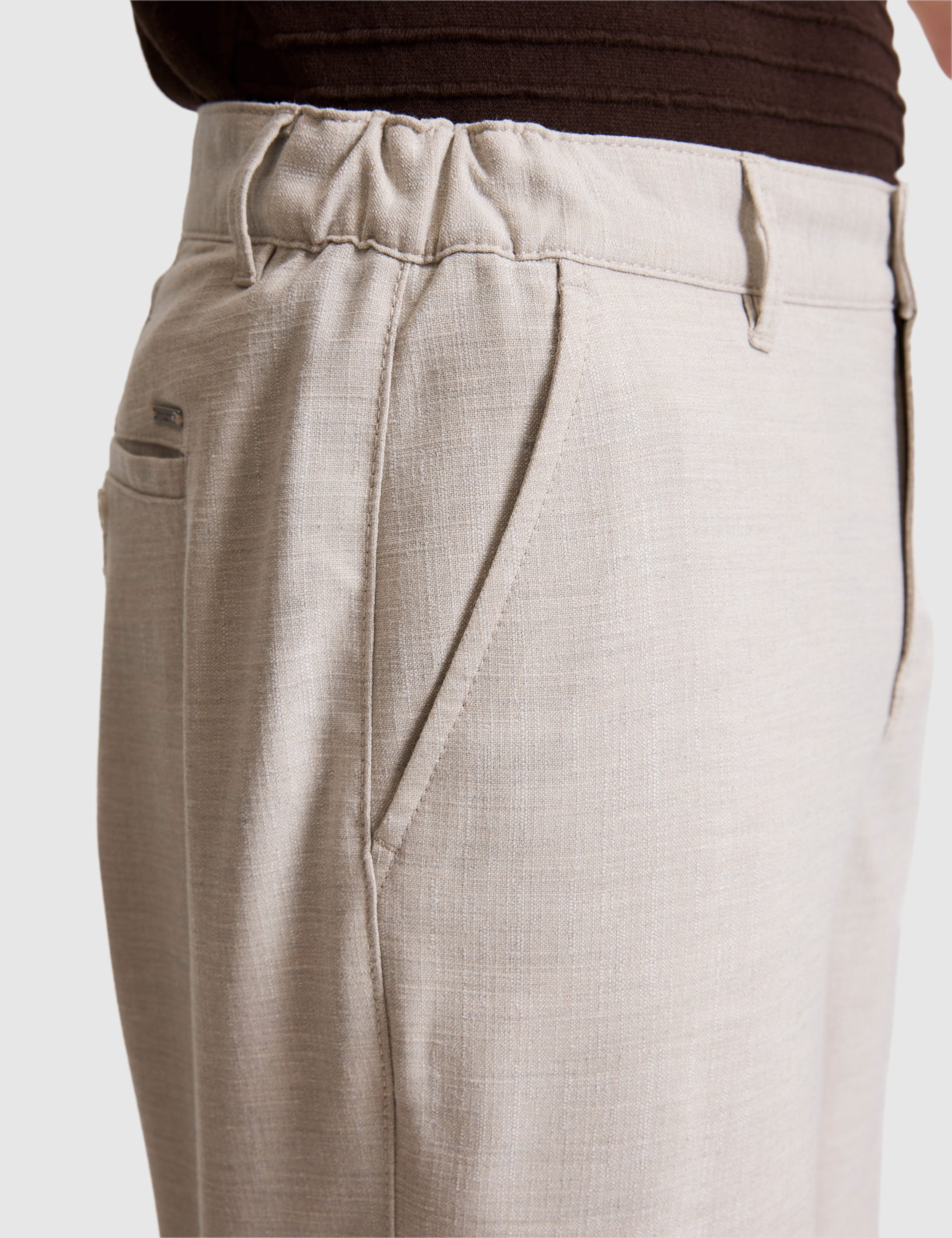 Bej Slim Fit Dokuma Şort - 50324461011