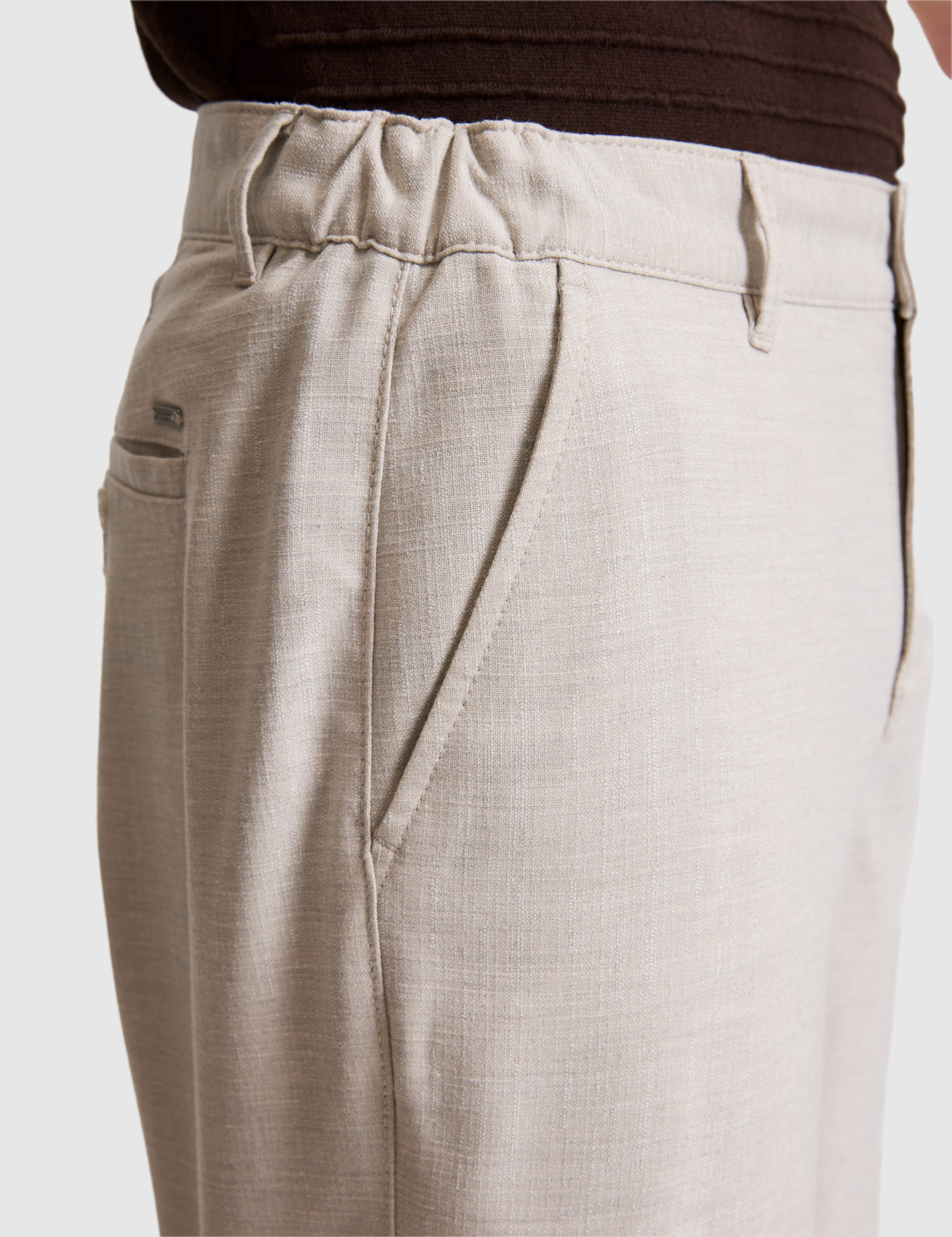 Bej Slim Fit Dokuma Şort - 50324461011