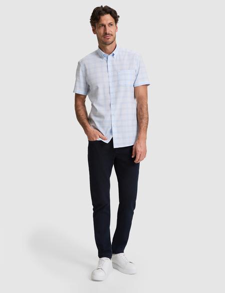 Açık Mavi Regular Fit Kareli Kısa Kollu Gömlek - 50325353007