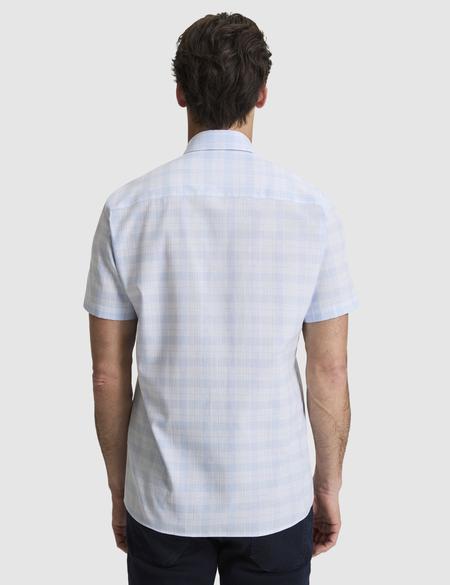 Açık Mavi Regular Fit Kareli Kısa Kollu Gömlek - 50325353007