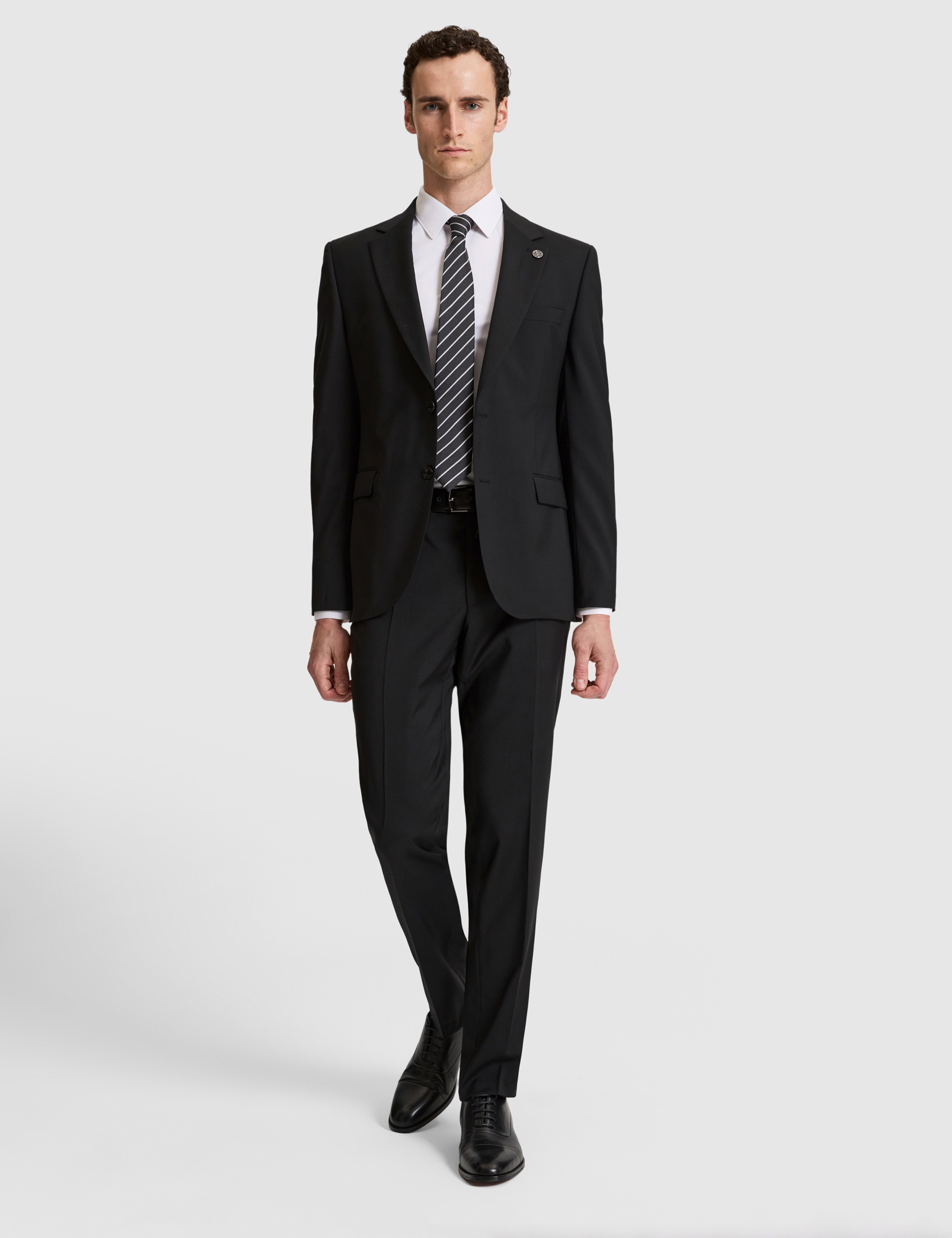 Siyah Slim Fit %100 Yün Mono Yaka Takım Elbise - Image 2
