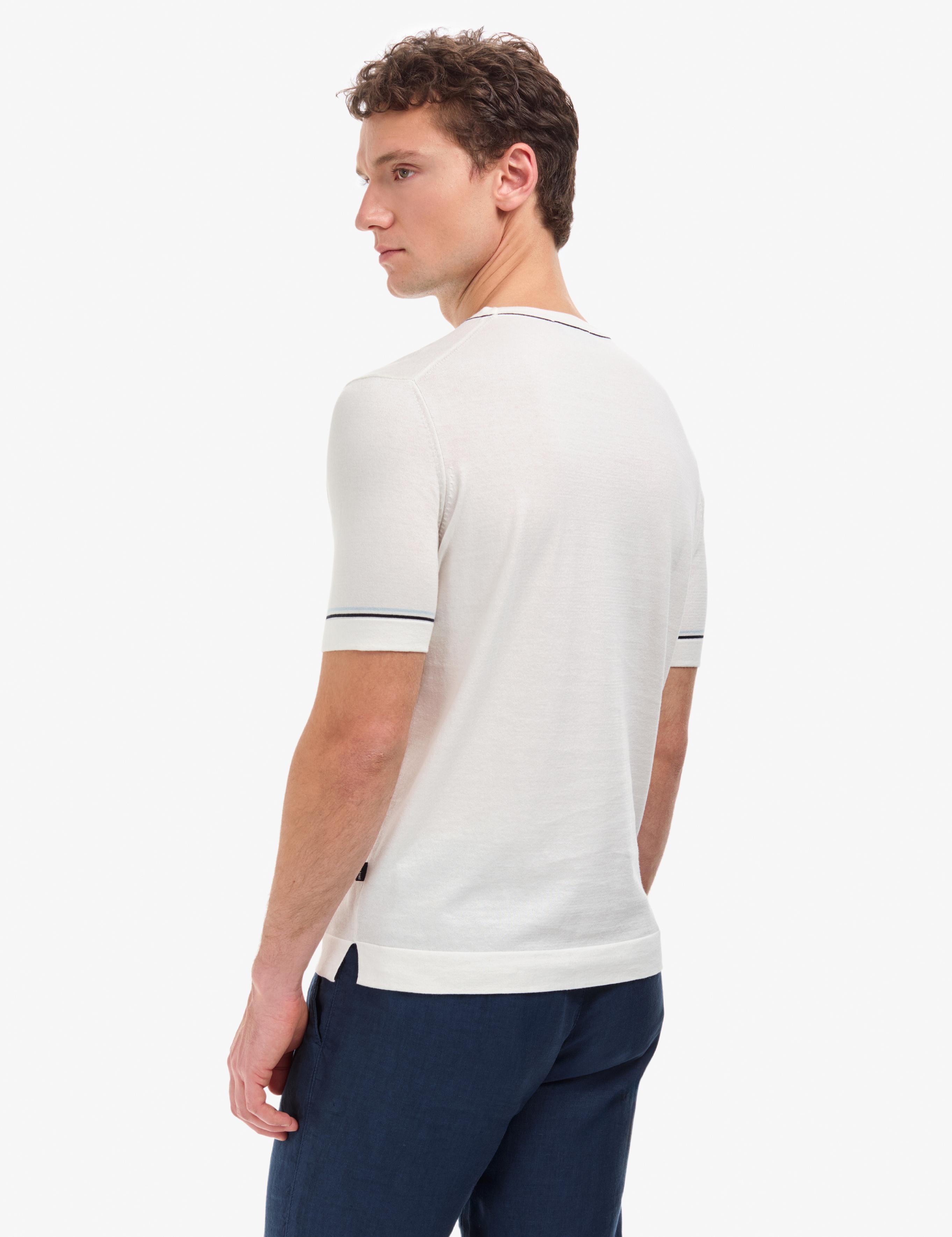 Ekru Slim Fit %100 Pamuk Bisiklet Yaka Triko Tişört
