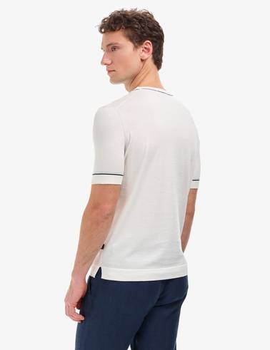 Ekru Slim Fit %100 Pamuk Bisiklet Yaka Triko Tişört