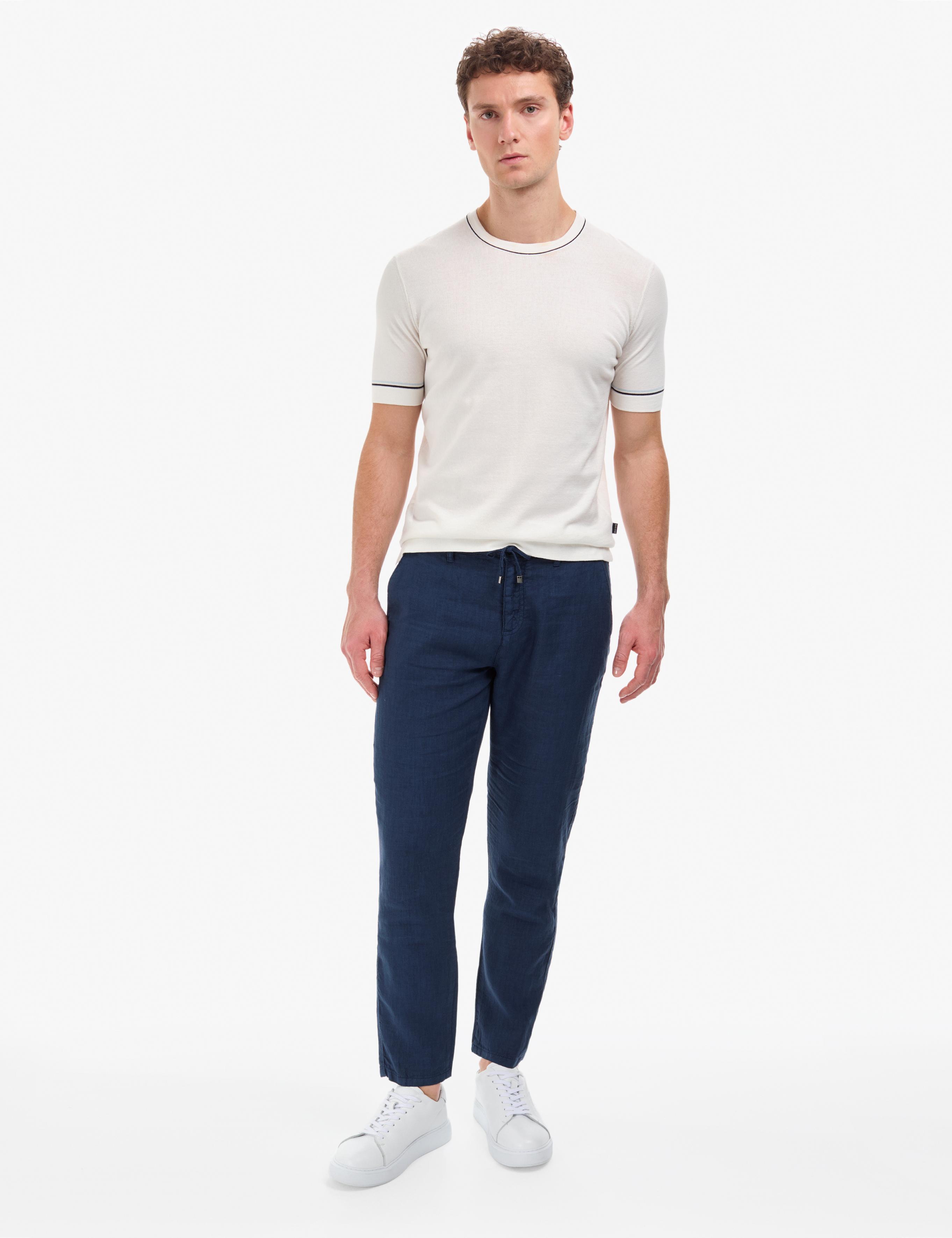 Ekru Slim Fit %100 Pamuk Bisiklet Yaka Triko Tişört