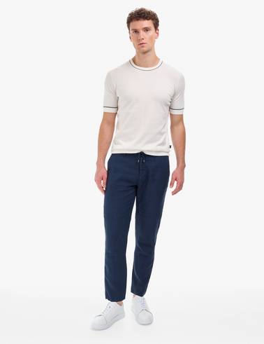 Ekru Slim Fit %100 Pamuk Bisiklet Yaka Triko Tişört