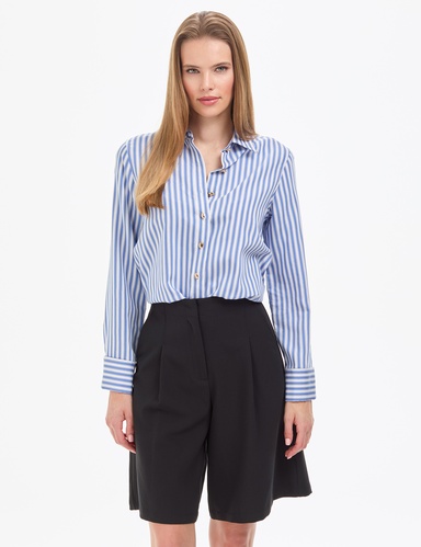 Lacivert Comfort Fit Uzun Kollu Gömlek