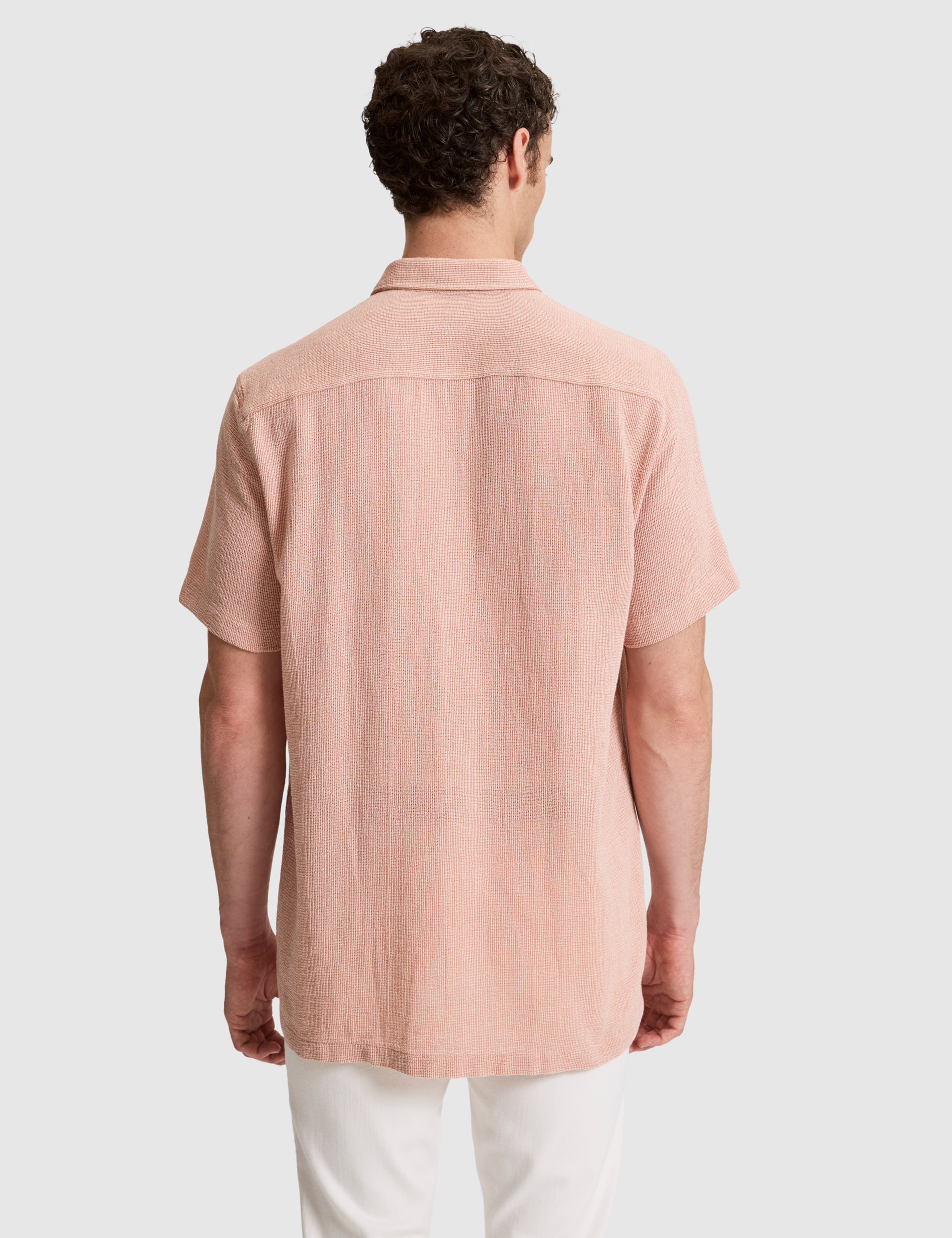 Mercan Mikro Desenli %100 Pamuk Comfort Fit Rahat Gömlek - Image 5