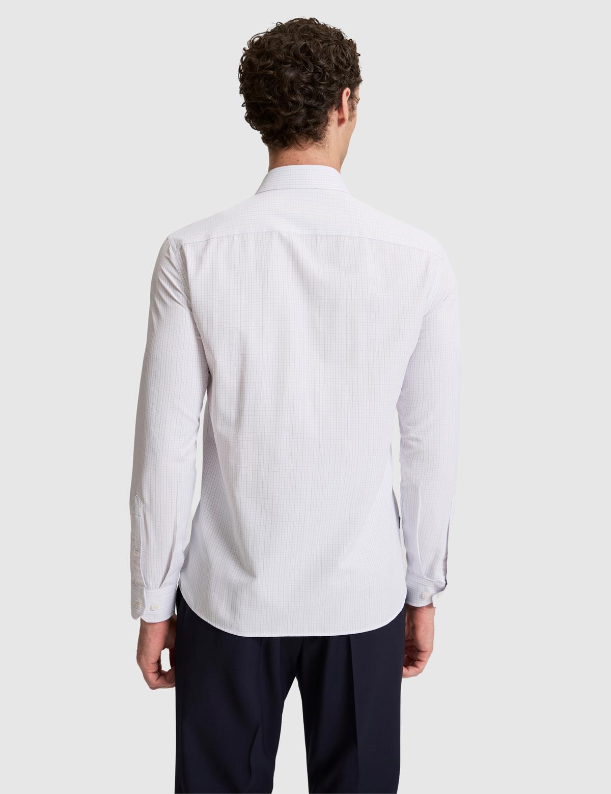 Gri Kareli Slim Fit Uzun Kollu Gömlek - 50307263007