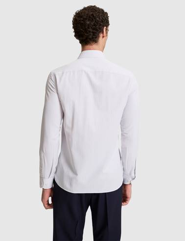 Gri Kareli Slim Fit Uzun Kollu Gömlek