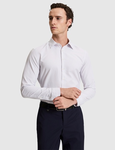 Gri Kareli Slim Fit Uzun Kollu Gömlek