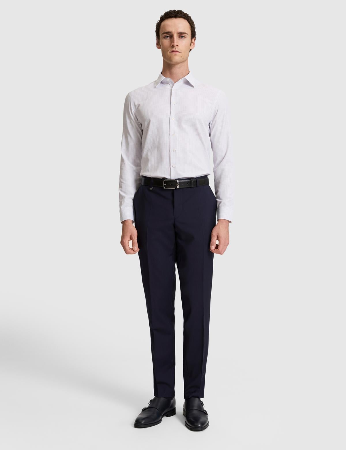 Gri Kareli Slim Fit Uzun Kollu Gömlek - 50307263007