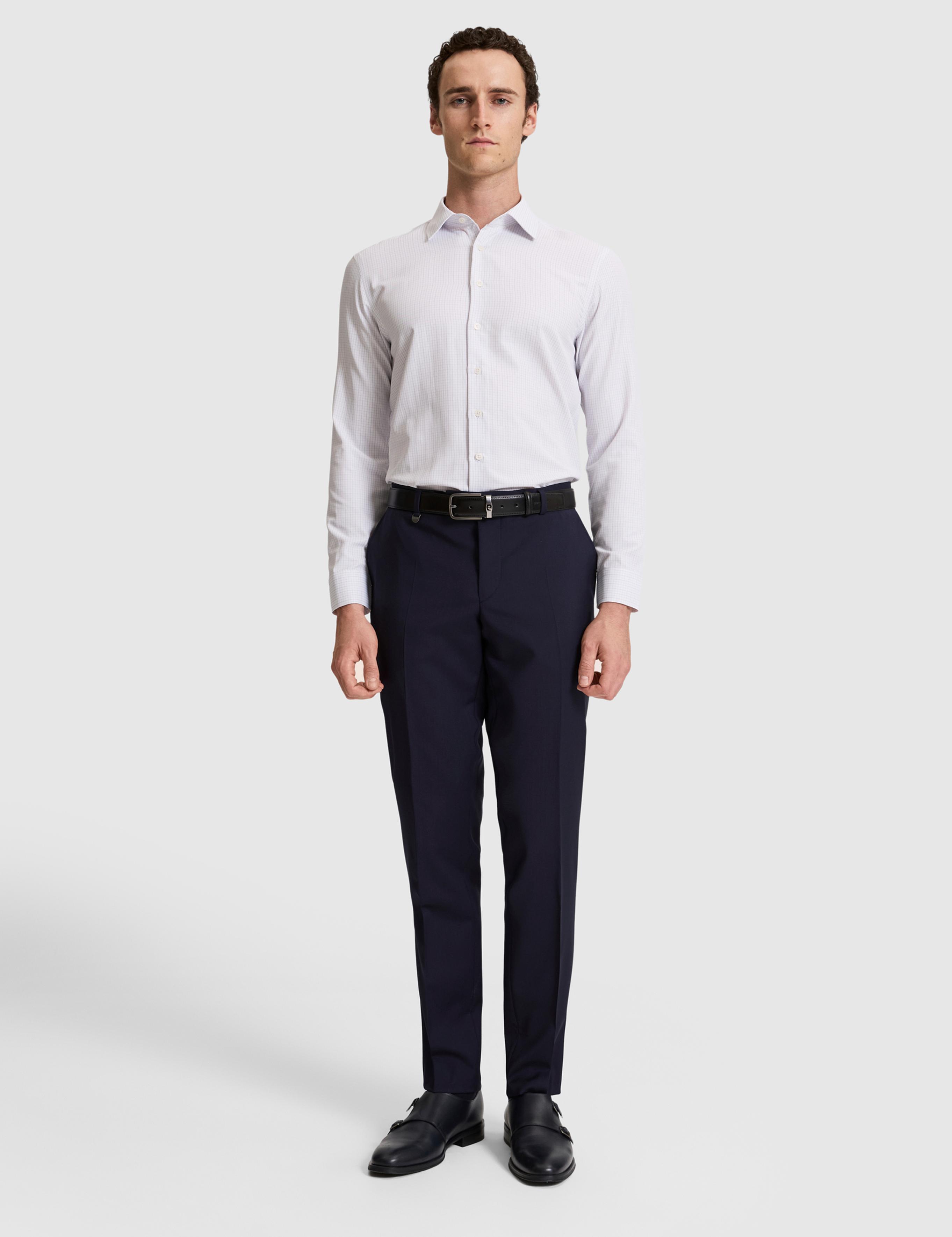 Gri Kareli Slim Fit Uzun Kollu Gömlek