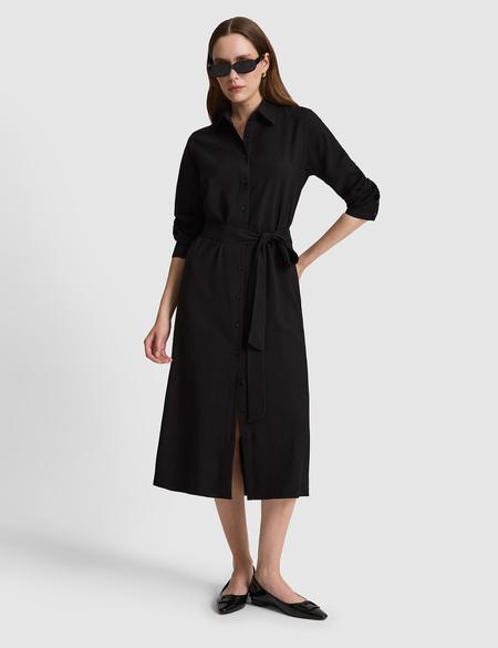 Siyah Comfort Fit Dokuma Elbise - 50318230001