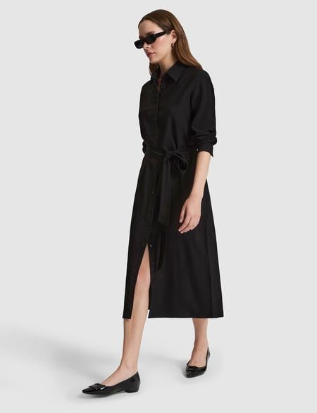 Siyah Comfort Fit Dokuma Elbise - 50318230001