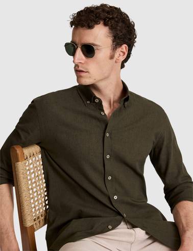 Haki Regular Fit Uzun Kollu Gömlek