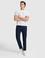 Lacivert Straight Fit Keten Karışımlı Beli Lastikli Kanvas Pantolon