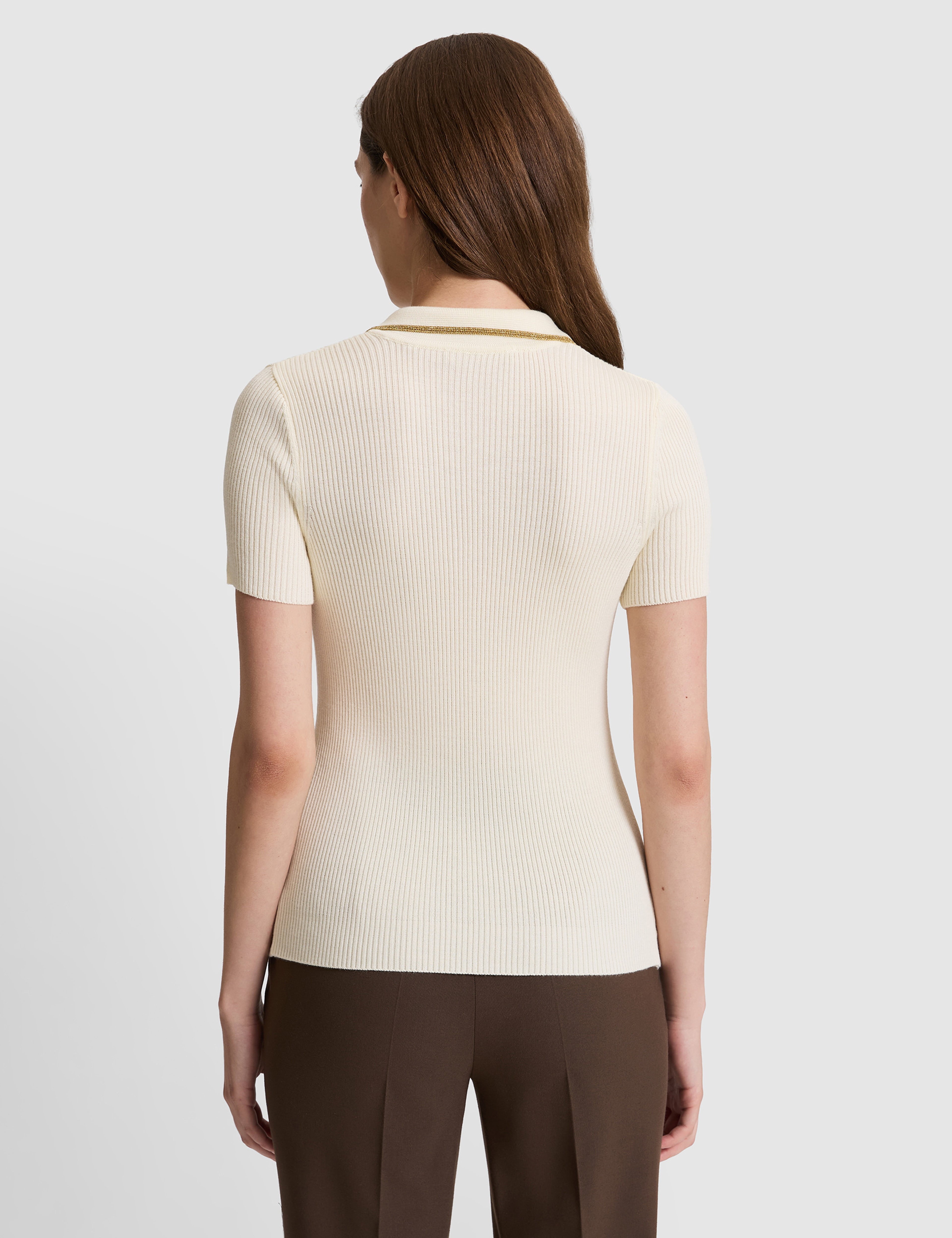 Ekru Comfort Fit Polo Yaka Triko Tişört
